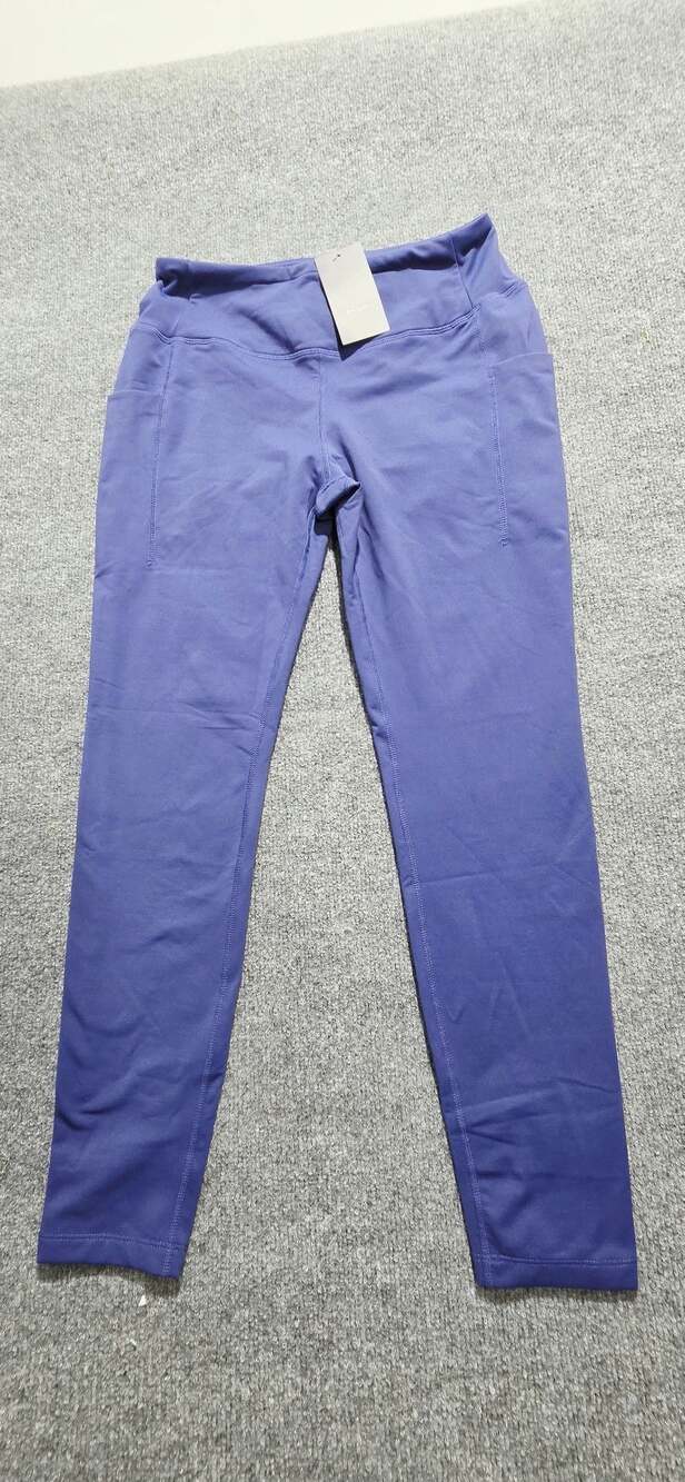 Emlovm Women's Blue High Waist Athletic Workout Leggings with Pockets Size L New